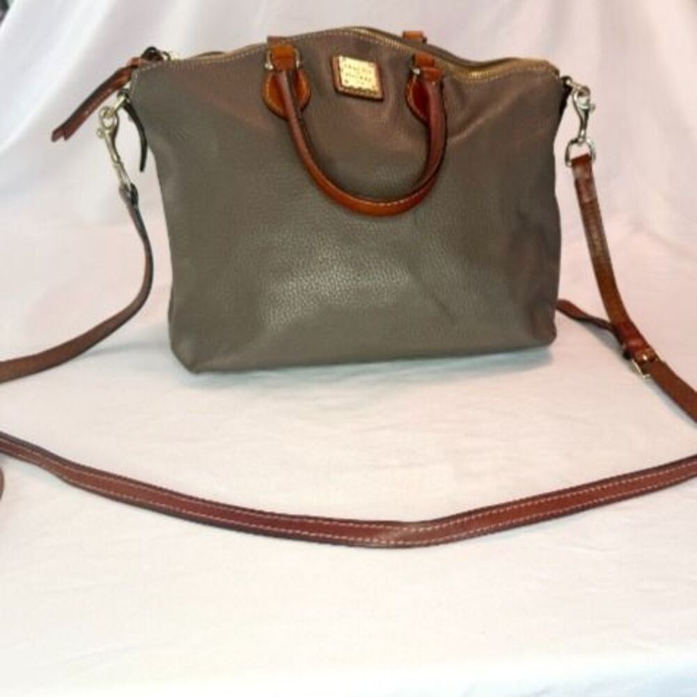 Dooney & Bourke pebble grey leather satchel